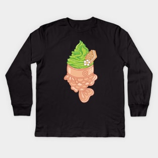 Cute Taiyaki Ice Cream Kids Long Sleeve T-Shirt